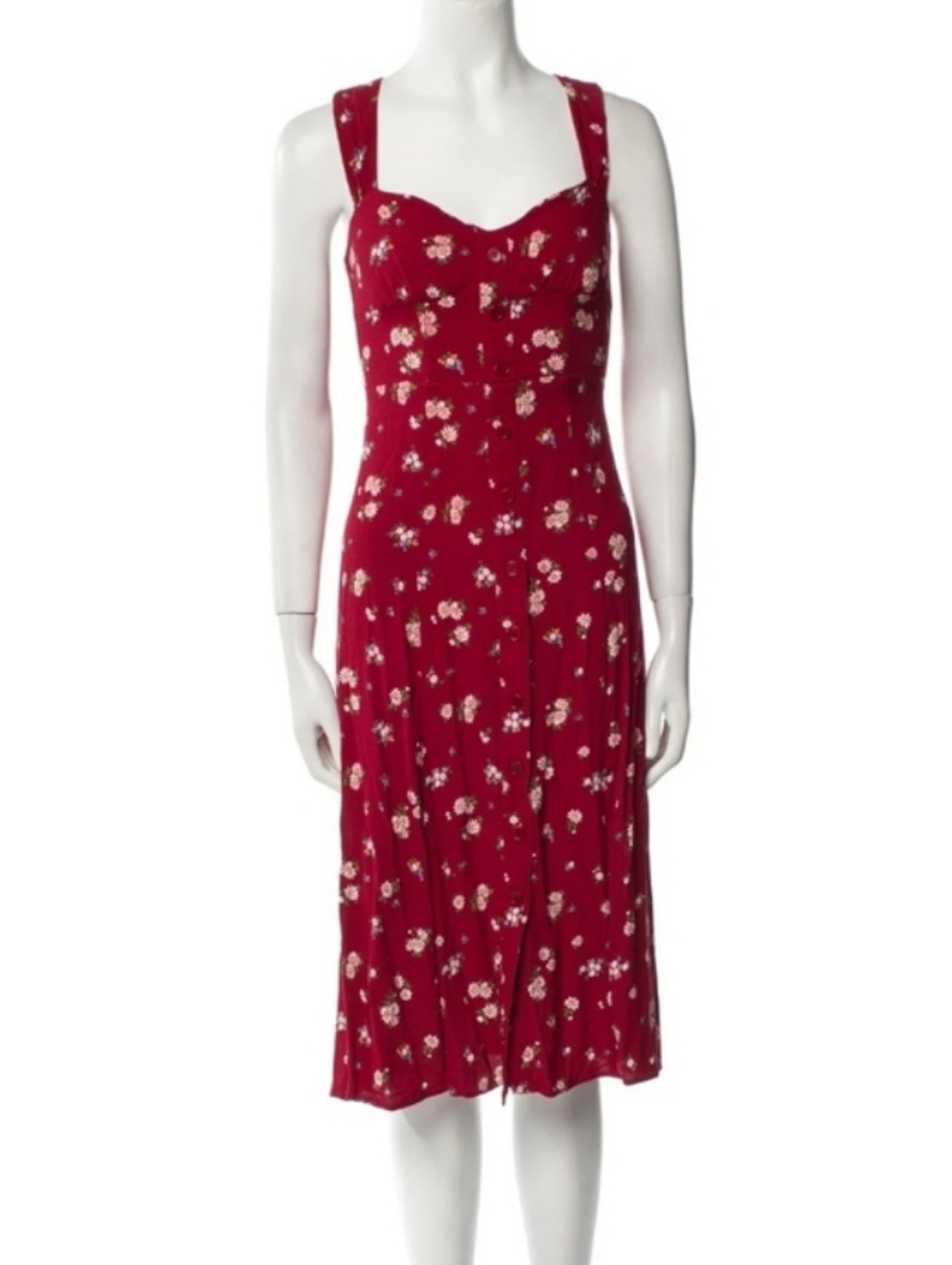 Reformation Taylor Red Floral Classic Dress Size 2